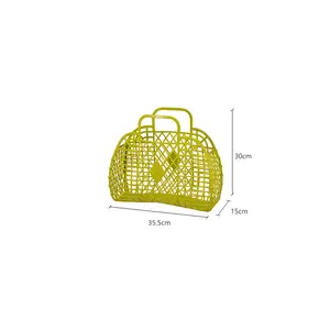 Mini cesta de plástico para la playa para mujer, bolsa de verano personalizada, colorida, venta al por mayor