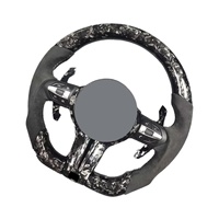 Volant sport en forme de D en fibre de carbone forgée et cuir, personnalisable avec LED et couleur de surpiqûres noire, prix usine J Auto