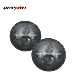 Qidewin 7-Inch <b>Led</b> <b>Headlights</b> For Jeep Wrangler All Black And All Silver Angel Eye Car Light Modification Accessories - Product Image 2