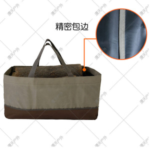 Khaki Coffee Logging Bag 600D Oxford Cloth Waterproof Firewood Transport Tool Bag Outdoor Use - Product Image 1