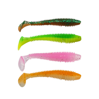 Vente en gros d'appâts souples flottants à eau fausse perche poisson Mandarin queue rouge carpe verte naufrage lent vis à queue en T inversée en PVC imprimée