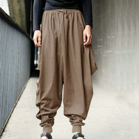 Pantalon ample décontracté en coton pour hommes grandes tailles M-5XL, style Aladdin, coupe large, pantalon de danse Hip Hop, pantalon Harem brodé
