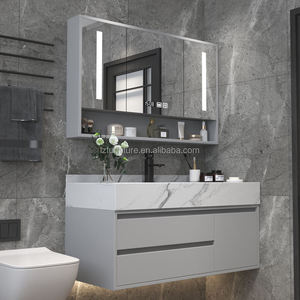 New Design <b>Bathroom</b> <b>Vanities</b> Modern Wooden <b>Bathroom</b> Cabinet Black Sintered Stone <b>Vanity</b> Countertop LED Mirror - Product Image 6