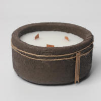 Pot en céramique rustique vide pour bougies parfumées, avec logo personnalisé, couleur au choix et étiquette décorative
