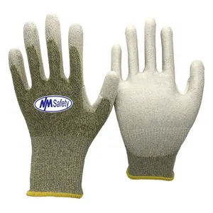 NMsafety EN388 ESD PU Palm Coated Gloves Man ANSI A3 Anti Cutting Hand Gloves Protection Custom Construction Work Gloves