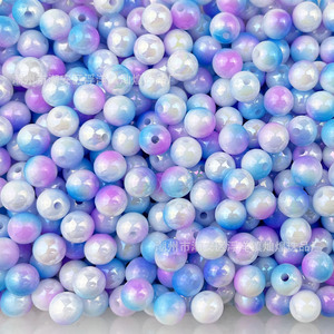 Chaîne de téléphone et porte-clés pendentif en perles d'imitation irisées dégradées bicolores de 8 mm - Product Image 2