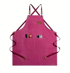 Delantal de trabajo de lona de algodón engrosada con mangas para manicura, barbacoa, cocina y uso doméstico, para comercio exterior - Product Image 4