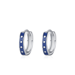Un élégant ensemble bague et boucles d'oreilles en argent sterling S925 avec émail bleu, un ensemble de bijoux haut de gamme, de niche et vintage pour femmes. - Product Image 6