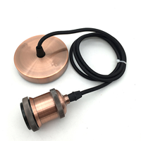 Cable trenzado de tela, conjunto de cuerda colgante de metal, E27, enchufe de lámpara, rosa de techo