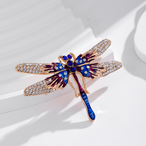 Venta al por mayor Libélula Broche Aleación Rhinestone Animal Pecho Flor Goteo Aceite Multifuncional Libélula Rhinestone Broche - Product Image 2