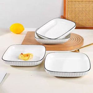 Plato Cuadrado de Porcelana Esmaltada Blanca Pura de 8 Pulgadas, Ecológico, <span class=keywords><strong>para</strong></span> <span class=keywords><strong>Cocina</strong></span> y Hogar - Product Image 5