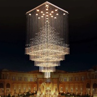 Lustre carré créatif de grande taille en gros pour escalier, idéal pour restaurant, villa, hall, et projets d'éclairage d'ingénierie