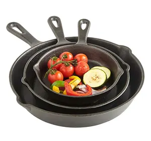 Wholesale Custom Pre-seasoned Vegetable Oil Cookware Cast Iron Non-Stick Egg Frying Pan Skillet