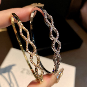 Geometric Rhinestone <b>Bracelet</b> Gold And Silver <b>Copper</b> Party Jewelry Gift Winter 2024 - Product Image 1