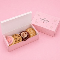 Boîte à biscuits rose personnalisée avec impression de logo, emballage alimentaire en papier de qualité alimentaire pour biscuits, beignets, brownies et desserts à emporter