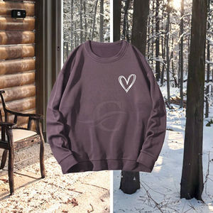 Sweat-shirt à col rond confortable décontracté pour femmes Design de sports d'hiver Motif de coeur Doublé Imprimé Chaud Loose Anti-Pilling Front - Product Image 3
