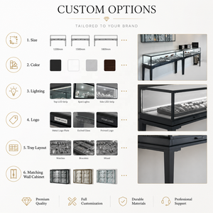 <span class=keywords><strong>Vitrina</strong></span> <span class=keywords><strong>de</strong></span> Exhibición Moderna 2026 con Iluminación LED para Joyería, Gabinete <span class=keywords><strong>de</strong></span> Pared <span class=keywords><strong>de</strong></span> Metal y Cristal Plano para Mostrador <span class=keywords><strong>de</strong></span> Tienda - Product Image 2