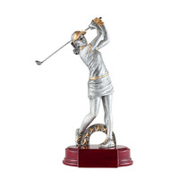 Trophées de golf féminins personnalisés en résine argentée faits à la main WeiVista – Récompenses artisanales personnalisables