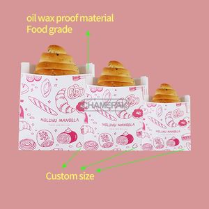 Sac en papier kraft personnalisé, enduit, pour beignets, pain grillé, emballage alimentaire jetable, résistant à l'huile - Product Image 5