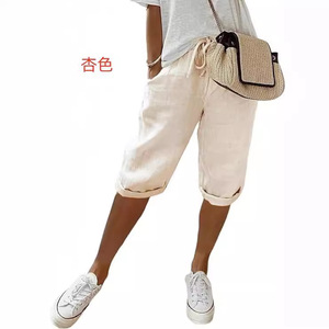Pantalon décontracté <span class=keywords><strong>femme</strong></span> 2026 en coton et <span class=keywords><strong>lin</strong></span> avec poches, taille mi-haute élastique, coupe bootcut ample - Product Image 5