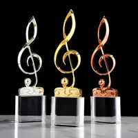 Microphone de musique en verre personnalisé pour salle de bal, musique en cristal, drôle, guitare transparente, diamant, note musicale, trophée de prix de musicien