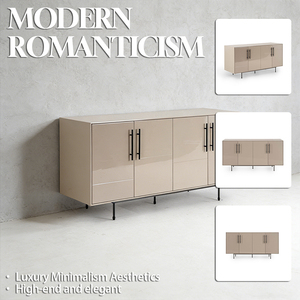 Buffet de salle à manger rectangulaire moderne avec finition laquée, pieds en acier inoxydable, style nordique - Product Image 2