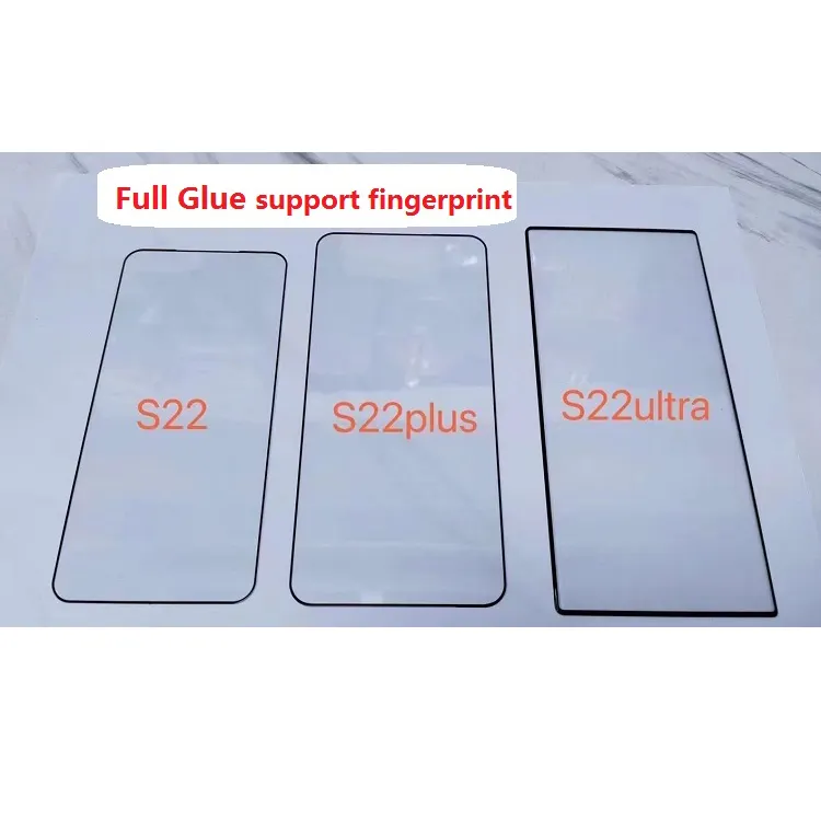 Full Glue 9h Support Fingerprint 3d Curved Tempered Glass Film Screen Protector For Samsung S22 S22 Plus S22 Ultra