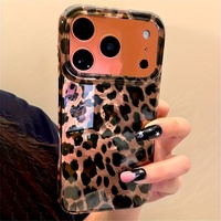 Coque de téléphone portable à imprimé léopard marron pour iPhone 16 15 Plus 17 18 Pro Max, coque antichoc à motif vortex, protection arrière INS