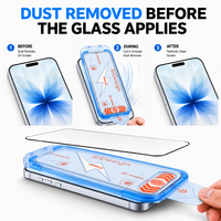 Protection d'écran en verre trempé Easy App pour iPhone 11-18, kit de suppression de poussière à une seule action, alignement automatique, impression soyeuse 2.5D HD 0.33mm