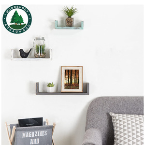Woodbuddy Solid Wood <b>Wall</b> Shelf Rectangle <b>Floating</b> <b>Shelves</b> For Living Room Indoor Plant Book Display - Product Image 3