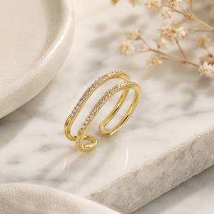Anello Aperto Regolabile a Doppia Fila, Anello Minimalista da Donna - Product Image 6