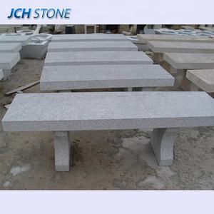 โต๊ะหินแกรนิตสีเหลือง G682 และเก้าอี้หินสีเทา G603 พร้อมพนักพิง สำหรับสวนสาธารณะและสุสาน - Product Image 6