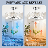 Ventilateur de plafond LED électrique à télécommande, design moderne, en métal et cristal, avec fonction de refroidissement par air, pour la maison et les salons d'hôtel
