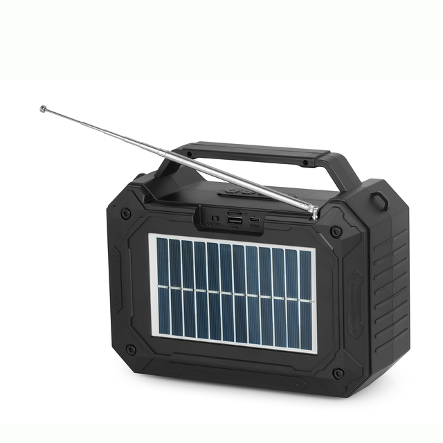 OEM Hot Selling Solar Panel Charging Stereo Bass Portable Wireless BT Speaker FM Radio TF/ USB Active Powerful Woofer Speaker