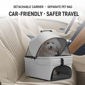 2-in-1 Großer Haustier-Kinderwagen mit Abnehmbaren Gurten 32x53cm Atmungsaktives Netz Hohe Sichtposition Faltbarer Hundeträger für Hunde und Katzen - Product Image 4
