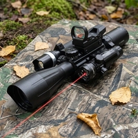 Kit de visée optique étanche haute magnification 4-12X50IR + HD101 + JG9Red + Lampe torche laser rouge-vert à point rouge