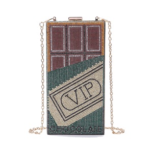 Women Chocolate Rhinestones Evening Bag Dollar Crystal Clutch <b>Purse</b> Removable Chain Handbag for Date Valentine's Day - Product Image 2