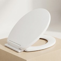 Siège de toilette blanc en PP antirouille avec charnières en plastique intégrées, couvercle WC à charnières réglables pour salles de bain à forte humidité