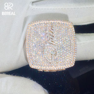 Custom Letter Logo Vvs Iced Out <strong>Moissanite</strong> Hip Hop <strong>Ring</strong> Pass Diamond Test 925 Silver 18K Rose Gold Plated Fine Jewelry for <strong>Men</strong> - Product Image 2