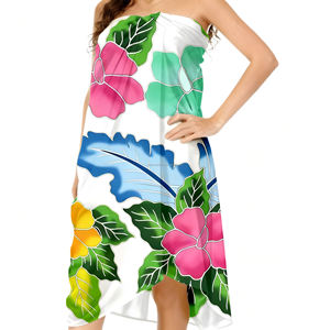 <span class=keywords><strong>Polynésie</strong></span> française (y compris <span class=keywords><strong>Tahiti</strong></span>) Pareo traditionnel pour femmes, imprimé numérique de fleurs d'hibiscus, rayonne, îles du Pacifique - Product Image 4