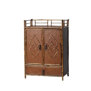 Green Cool Bamboo Storage Cabinet Rattan Vintage Standing Type <b>Desktop</b> Organizer Durable - Product Image 5