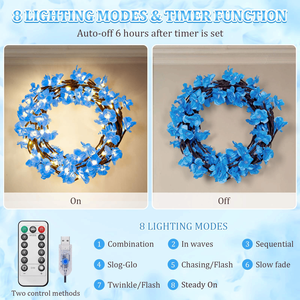 Nouvelles lumières LED bleues en forme <span class=keywords><strong>de</strong></span> fleurs <span class=keywords><strong>de</strong></span> pêche, <span class=keywords><strong>de</strong></span> cerisiers et <span class=keywords><strong>de</strong></span> vignes <span class=keywords><strong>de</strong></span> saule pour la décoration murale <span class=keywords><strong>de</strong></span> Noël avec des branches d'arbre - Product Image 5