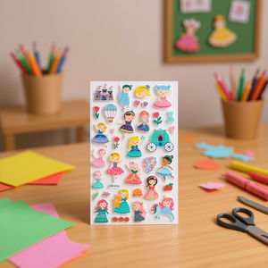 Adesivi 3D in Schiuma EVA ILAN, Tema Principesse, Patch Decorative per Lavoretti Bambini - Product Image 3