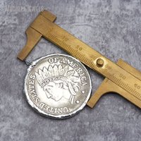 PM32657 39x45mm Vintage Cuivre Pièce De Monnaie Charme Forme Ronde Chef Indien Tête Portrait Pièce De Monnaie Soudée Pendentif pour La Fabrication De Bijoux