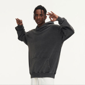 <span class=keywords><strong>Felpa</strong></span> <span class=keywords><strong>con</strong></span> <span class=keywords><strong>Cappuccio</strong></span> Unisex Oversize in Stile Vintage Americano, 100% Cotone 425GSM Lavato e Invecchiato, Tessuto French Terry a Doppia Torsione - Product Image 4