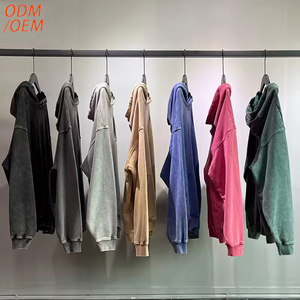 Sweat-shirt à capuche 420 g/m² sans cordon, personnalisable, pour homme, gris foncé, effet vieilli, coupe oversize, délavé à l'acide, style vintage, personnalisable - Product Image 3