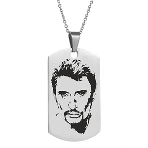 Collar personalizado con foto de personaje de Johnny Hallyday para hombre y mujer, joyería, colgante de cadena de acero inoxidable, bisutería para hombre y mujer - Product Image 3
