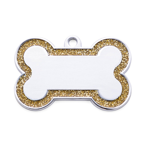 Di lusso luccicante in polvere Glitter lega di zinco <span class=keywords><strong>collare</strong></span> per cani etichette con <span class=keywords><strong>nome</strong></span> a forma di osso solido Anti-perso Tag personalizzato ID incisione semplice stile - Product Image 4