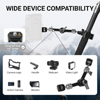 Pince de fixation universelle 7 pouces en alliage d'aluminium robuste anti-rayures avec rotule double 360° et broche de localisation ARRI 1/4'' et trous pour moniteur de caméra
