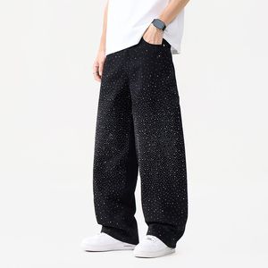 Jean droit tendance à strass en forme d'étoile, style rétro décontracté coréen - Product Image 3